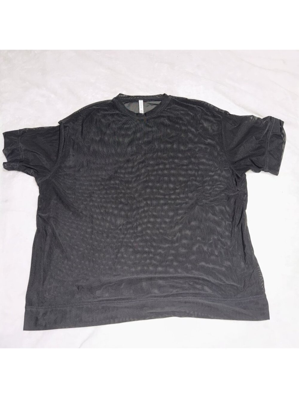 Athleta Women’s XXS Black Sheer Mesh Crew Neck Short Sleeve Top